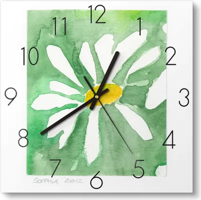 Produktbild von DEQOART Glasuhr 30x30 cm Zahlen 'Fine Art 'marguerite 1'' Wanduhr Glas Uhr Design leise Küchenuhr