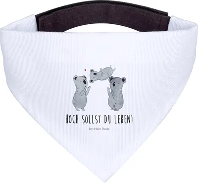 Produktbild von Mr. & Mrs. Panda Halstuch Koalas Feiern - Weiß - Geschenk, Geburtstag, Bandana für Hunde, Familie, Tuch, Eltern, Hundehalstuch, Party, Happy Birthday, Herz