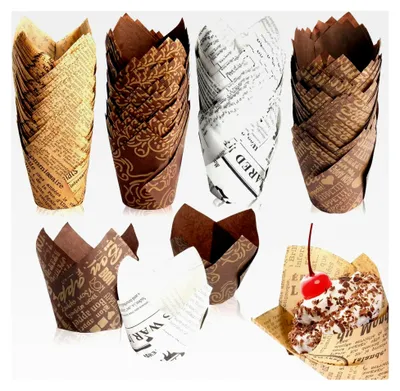 Produktbild von 200 Stück Muffinförmchen aus Papier Tulpe, Muffins Papierförmchen, Cupcake Förmchen aus Papier, Backförmchen für Weihnachten, Halloween, Hochzeit und Geburtstag