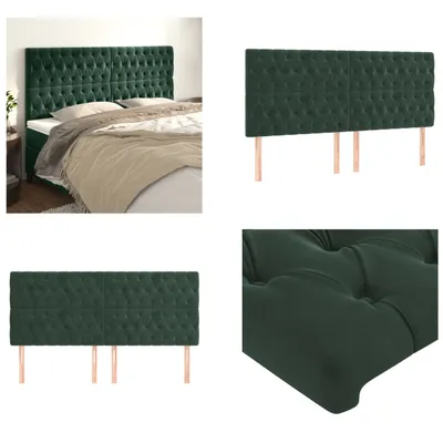 Image de vidaXL Têtes de lit 4 pcs. Vert foncé 100x7x78/88 cm Velvet - Tête de lit - Têtes de lit - Tête de lit