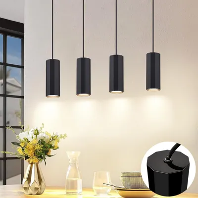 Produktbild von ZMH Pendelleuchte Schwarz Metall 4 Ecikg Flammig Hängelampe Pendellampe GU10 Modern Hängeleuchte für Wohnzimmer Esszimmer Küche Schlafzimmer