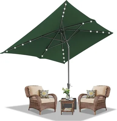 Imagen del producto de Sombrilla rectangular de 210x140 / 300x200 cm con manivela | Sombrilla tipo paraguas, protección UV50+, inclinable 30°, sombrilla para jardín y terraza, impermeable, para uso en exteriores, sin soporte