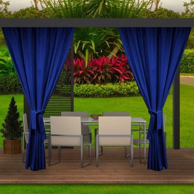 Zasłony ogrodowe 155x220cm ciemnoniebieska 2 szt | zasłony do ogrodu | zasłony zewnętrzne wodoodporne | zasłony na taras balkon | zasłony na zewnątrz