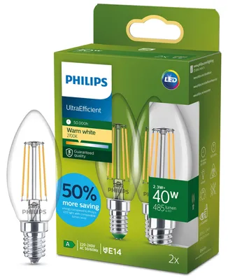 Immagine prodotto di Philips 929003800791, 2,3 W, 40 W, E14, 485 lm, 50.000 h, bianco caldo