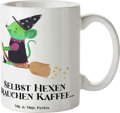 Produktbild von Mr. & Mrs. Panda Kaffeetasse Halloween-Hexen Kaffee - Weiß - Geschenk, Halloween-Partys, unheimliche Geschichten, Tasse, Gruselparty, Halloween, Feiertagsfeiern, Feiertag