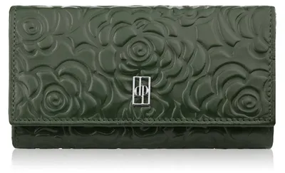 Produktbild von Damen Portemonnaie aus Leder mit Blumenmuster, dunkelgrün, quer Paolo Peruzzi AL-14-GB