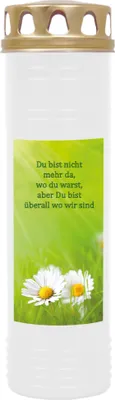 Produktbild von Grabkerze Weiß, Brenndauer: 170 Stunden ( 7 Tage ), Motiv: Gänseblümchen