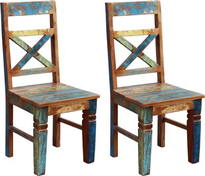 SIT Möbel Esszimmerstuhl 2er-Set | Altholz lackiert | bunt | B 45 x T 45 x H 100 cm | 09112-98 | Serie RIVERBOAT