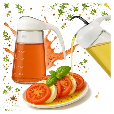 Produktbild von Glasbehälter für Öl und Essig, 600 ml, mit Skala und Dosiergriff
