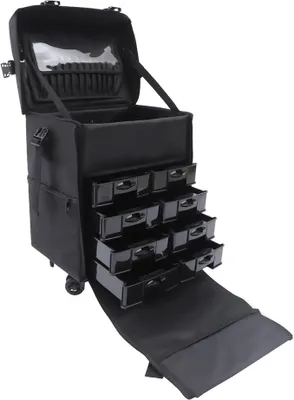 Produktbild von Kosmetikkoffer Trolley 2-in-1-Kosmetik-Trolley Portable Makeup Case Koffer Kosmetik Trolley Friseurkoffer Schminkkoffer mit Rollen Multikoffer