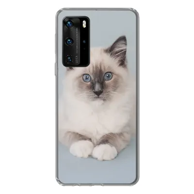 Produktbild von MuchoWow® Handyhülle Schutzhülle Hülle für Huawei P40 Pro Katze - Ragdoll Katze - Blau - Mädchen - Kinder - Jungen - Kind Silikon Softcase Handy Hülle - Schutz