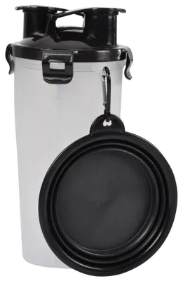 Obrázok produktu pre Cestovný set pre psy a mačky, fľaša na vodu a krmivo + skladacia miska, 22,5 cm