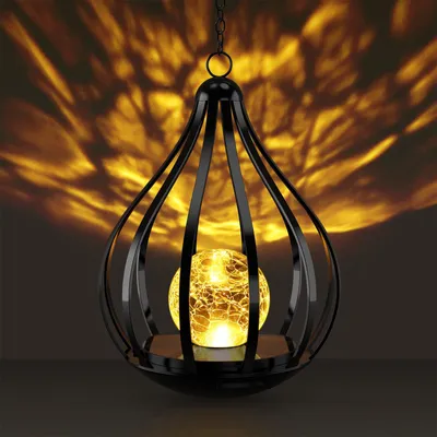 Solarlampe Garten, 1 Stück Glaslaterne Craquelé