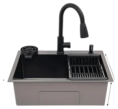 Produktbild von Küchenspüle, Ausziehbarer Wasserhahn, Einzelne Schüssel, 1