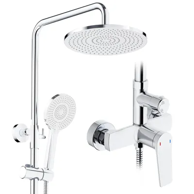 Produktbild von Duschsystem mit Armatur, mit Ablage, 25 X 25 cm Rund Regendusche