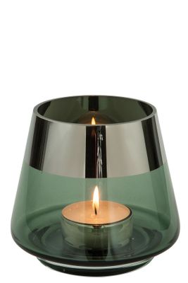 Fink Teelichthalter Jona dunkelgrün Glas Höhe 13 cm