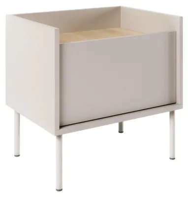 Produktbild von Selsey Tovi - Nachttisch 1-türig, 50 cm, Kaschmirgrau / Holzoptik Eiche