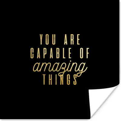 Produktbild von MuchoWow® Poster Zitate - Selbstvertrauen - Gold - Schwarz 100x100 cm - Babyzimmer
