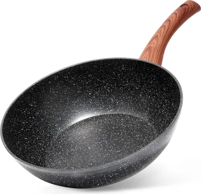 Zdjęcie produktu dla Patelnia wok granitowa BLACK&WOOD 28 cm