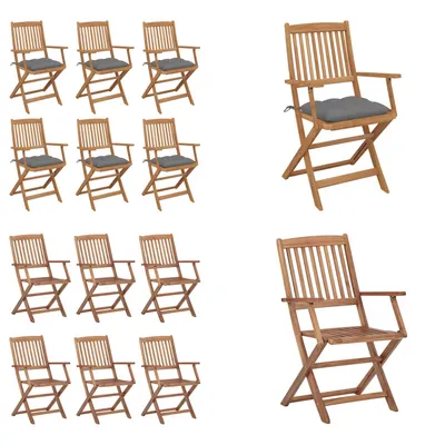 Immagine prodotto di vidaXL Sedie da giardino pieghevoli 6 pezzi con cuscino in legno massiccio di acacia - sedia da giardino - sedie da giardino - poltrona da giardino - sedia pieghevole