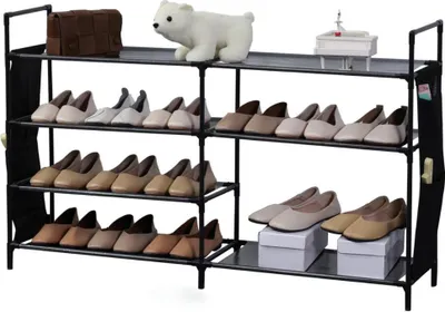 Image de Herzberg Étagère à chaussures à 7 niveaux - 112 x 70 cm - Noir