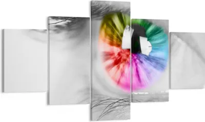 Produktbild von Bild auf Leinwand - Leinwandbild - Auge Regenbogen Wimper Grafik - 125x70cm - Wand Bild - Wanddeko - Leinwanddruck - Bilder - Kunstdruck - Wanddekoration - Leinwand bilder - Wandkunst - EA125x70-2644