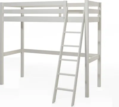 Produktbild von Hochbett >PINO< in Kiefer massiv weiß lackiert - 209x190x165 (BxHxT)
