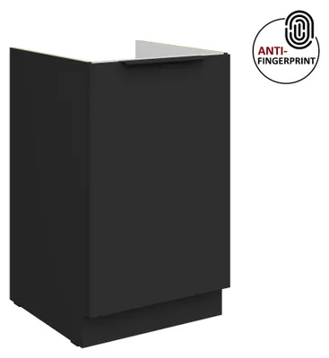 Produktbild von Küchen Spülenunterschrank 50 cm Küche ARIA Schwarz ultra matt + Schwarz matt, hochwertige Fronten mit Anti Fingerprint Beschichtung Küchenzeile Küchenblock