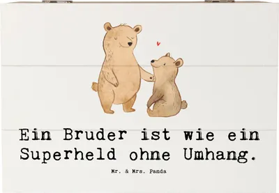Produktbild von Mr. & Mrs. Panda Schatulle Spruch Bruder Superheld 22 x 15 cm - Weiß - Geschenk, Holztruhe, Unterstützung, ohne Umhang, fotobox, Liebe, Holzbox, Geschenkbox, Danke, sagen