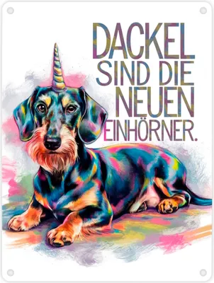 Produktbild von Dackel sind Einhörner Metallschild in 15x20 cm