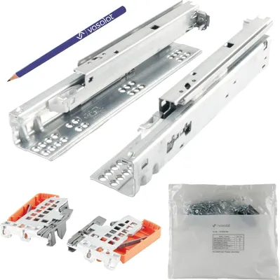 Produktbild von Blum Tandem Vollauszug Set, Schubladenauszug 270mm Blumotion mit praktischer Blum Kupplung, Schubladenführung Tragkraft 30kg - 1 Paar Schubladenschienen mit Kupplung