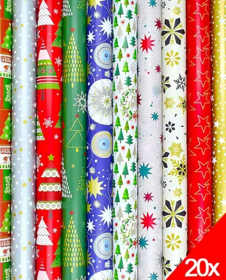 Produktbild von 20 Rollen Geschenkpapier Weihnachten Verpackung Weihnachtsgeschenkpapier Geschenkverpackung Geburtstag Feier Papier Mix 200x70cm