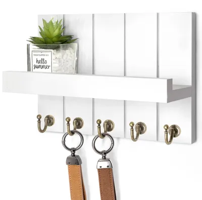 Imagen del producto de Soporte de pared para llaves con 5 ganchos, diseño rústico, ideal para la cocina