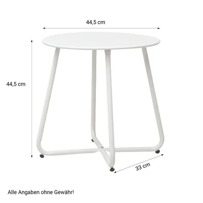 Produktbild von Homestyle4u Beistelltisch Gartentisch Weiß Metall Tisch Ablage Indoor Outdoor