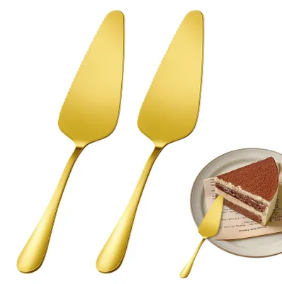 Tortenheber-Set 2er, Edelstahl, mit Messer, gold, 22,7 cm