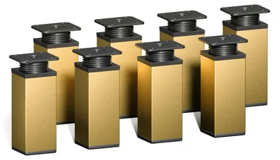 Produktbild von 8er Set sossai moderne Möbelfüße in Gold 100mm höhenverstellbar Schrankfüße Sockelfüße
