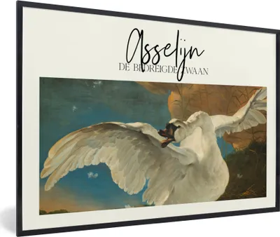 Produktbild von MuchoWow® Gerahmtes Poster Der gefährdete Schwan - Jan Asselijn - Alte Meister 90x60 cm - Poster mit Schwarzem Bilderrahmen Wandposter Rahmen Foto Bilder - Fotorahmen - Foto-Plakat