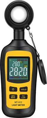 Produktbild von Światłomierz, cyfrowy miernik natężenia oświetlenia, przenośny miernik temperatury otoczenia, zakres do 200 000 luksów, luksomierz z 4-cyfrowym kolorowym wyświetlaczem LCD