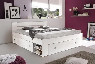 Produktbild von Bett Bettgestell Ehebett Bettanlage Kojenbett "Robina I" Weiß