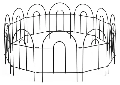 Produktbild von Relaxdays Beetzaun Metall, 10 modulare Zaunelemente Rundbogen, HxB 45x400 cm, Garten Beeteinfassung zum Stecken, schwarz