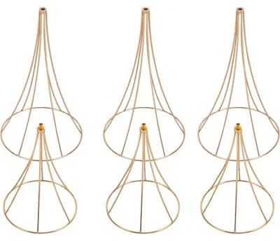 Imagen del producto de Jarrón de metal dorado - Juego de 3 soportes para flores - Forma de reloj de arena - Hierro - Diseño moderno - Decoración para bodas