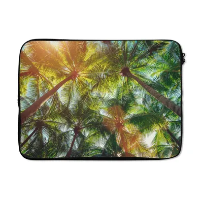 Produktbild von MuchoWow® Laptop Hülle 14 ZollBlätter - Palme - Sonne Laptoptasche - Laptoptasche - Stoßsicher - Schutzhaube