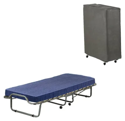 Image de Antonietto - Lit pliant, bleu, Matelas inclus Fabriqué en Italie