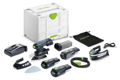 Produktbild von Festool Akku-Deltaschleifer DTSC 400 3,0 I-Set, incl. 2x Akku 3 Ah, Schnelladegerät, Zubehör, Systainer