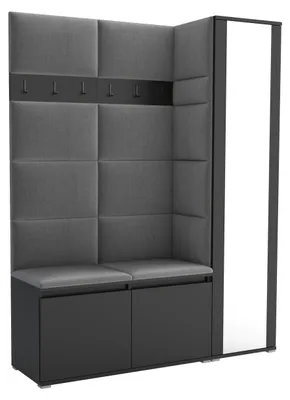 Produktbild von Garderobe LUTON 7 BLACK 33 - Farbe: schwarz, moderne Garderobe 40x145x186 cm, funktionelle Lösung für den Flur, Garderobe, Möbel für den Flur,