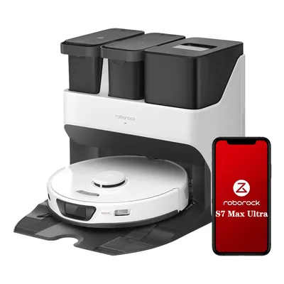Produktbild von Roborock S7 Max Ultra Saugroboter, 5500Pa, Selbstwaschend, Selbstauffüllend, Selbstentleeren, Selbstreinigend, Reaktive Hindernisvermeidung, 3D Mapping, Weiß (Upgrade von S7 Pro Ultra)