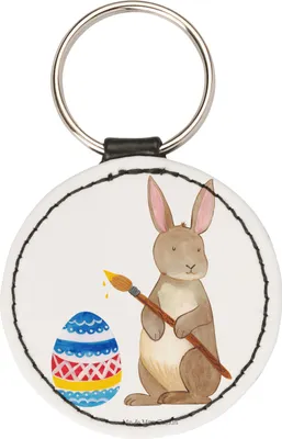 Produktbild von Mr. & Mrs. Panda Taschenanhänger Hase Eier Malen - Weiß - Geschenk, anhänger schlüssel, Osterhase, Ostergrüße, Ostern, Kaninchen, Schlüsselanhänger Bunt, Osternest, für