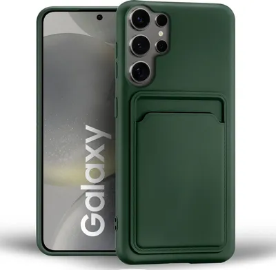Zdjęcie produktu dla Etui na telefon komórkowy Samsung Galaxy S24 Ultra silikonowe etui ochronne z kieszenią na kartę Slim Wallet Case, zielone