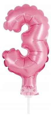 Produktbild von Folienballon für Torte, Zahl 3, rosa, 1 Stk.