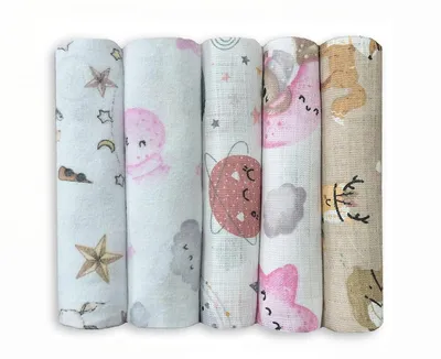 Produktbild von DOLCE SONNO Premium Tetra & Flanell Spucktücher – 5 Stück – 70x80 cm – Weich & saugstark – 100% Baumwolle – Baby Spucktuch Set 3